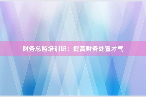财务总监培训班：提高财务处置才气